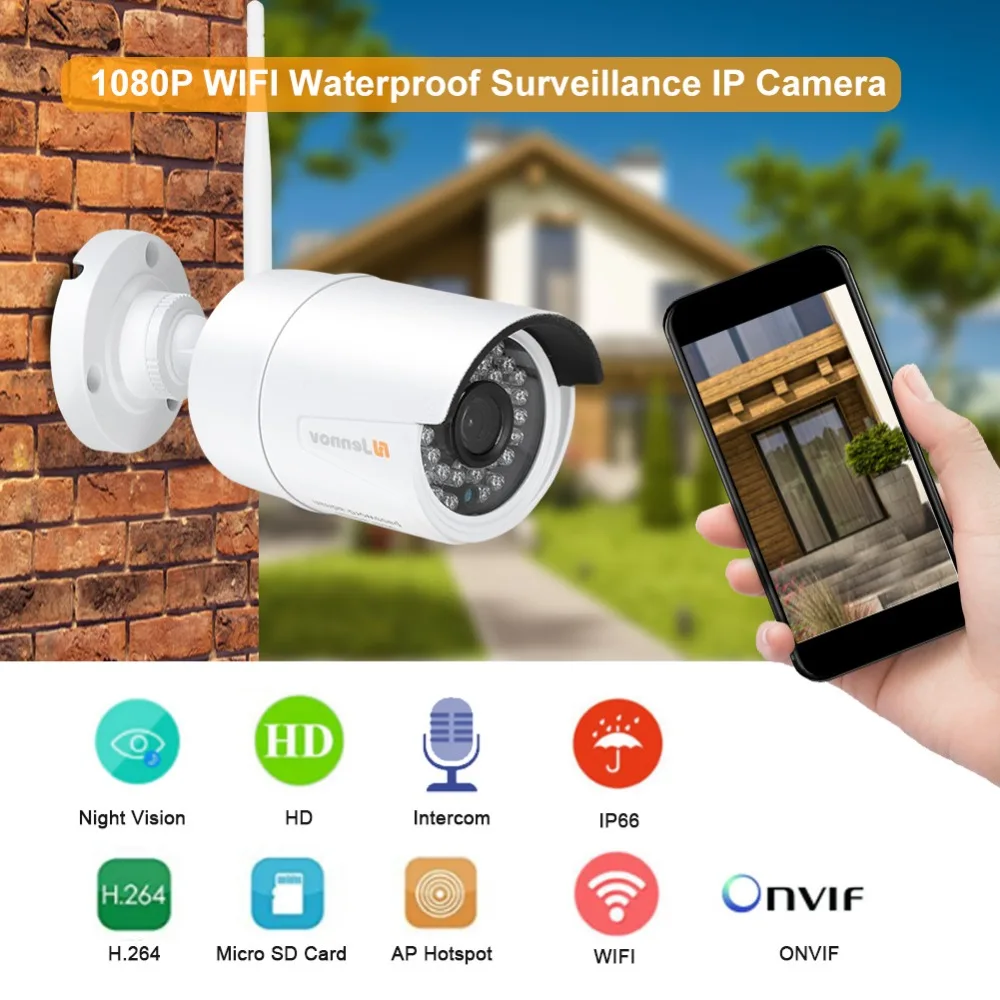 1080P ONVIF WI FI Водонепроницаемый Камеры Скрытого видеонаблюдения Беспроводной IP