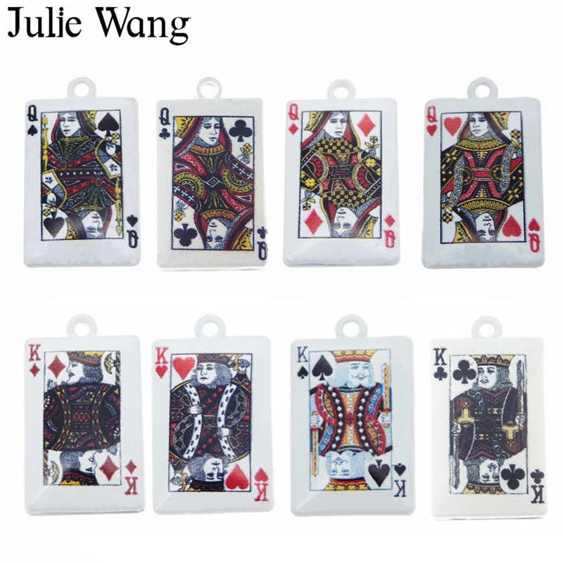 Julie Wang 5 шт. королевская королева покерные карты подвески сплав белое покрытие