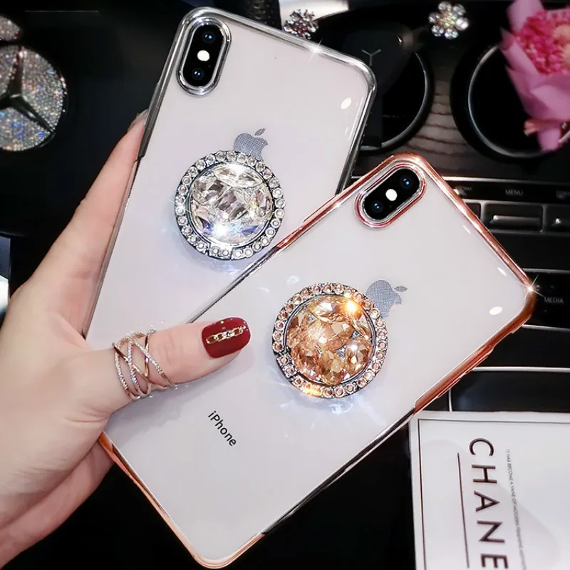 Гальваническим ювелирное держатель дрели телефонные чехлы для iPhone X Case Xs Max Xr 6 6s 7