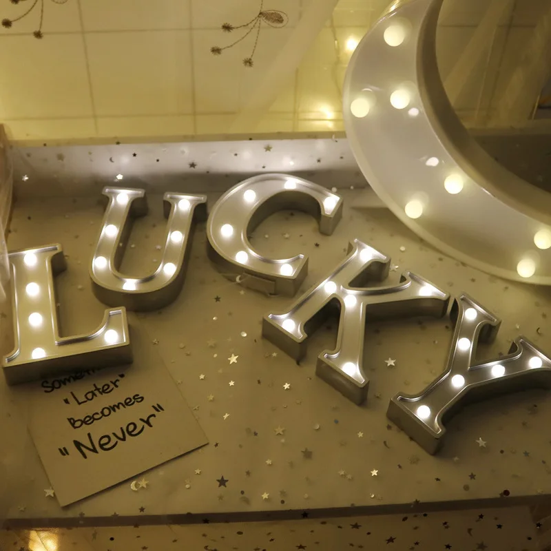 Романтический 26 небольших букв светодиодный ночник знак маркиза Алфавит