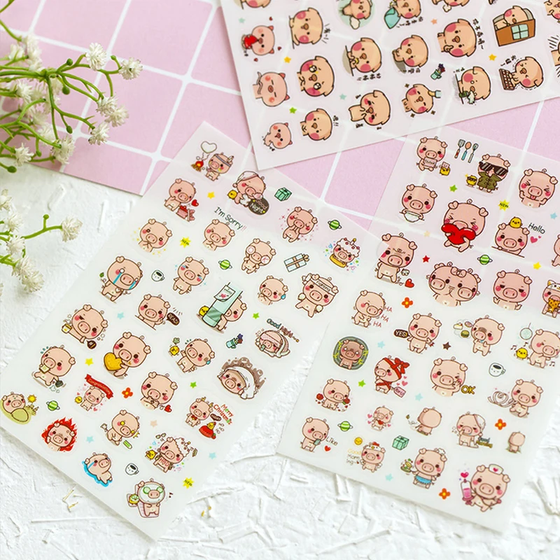 

6 Pcs/Lot Cute Animal Pig Paper Sticker DIY Decorative Diary Scrapbooking Planner Stickers Kawaii Stationery School Supplies