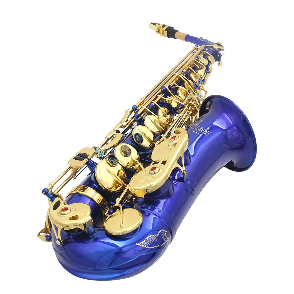 Латунь выгравированы Eb E-плоский альт саксофон Sax ушка оболочки кнопки с Чехол перчатки, Чистящая салфетка Пояс Кисти