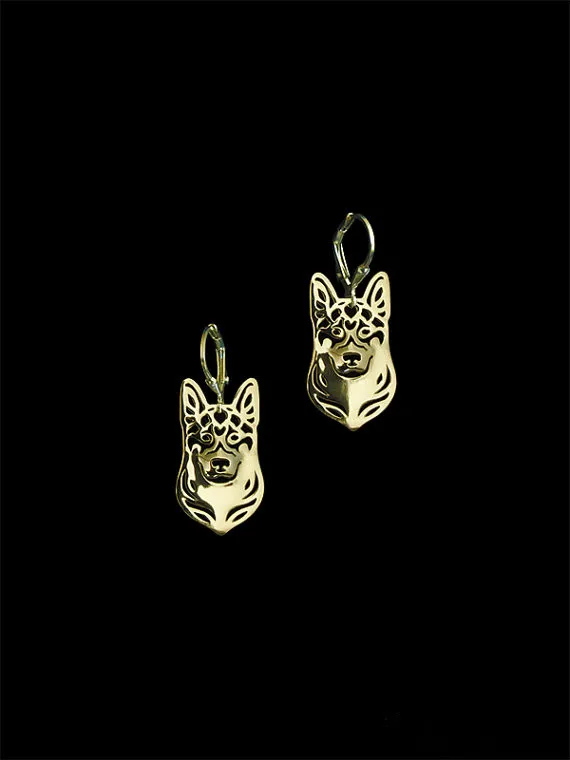 

New 2016 Unique Romantic Gold Silver Color German Shepherd dog Drop Earrings Wholesale Animal Earrings For Women Girl Aros