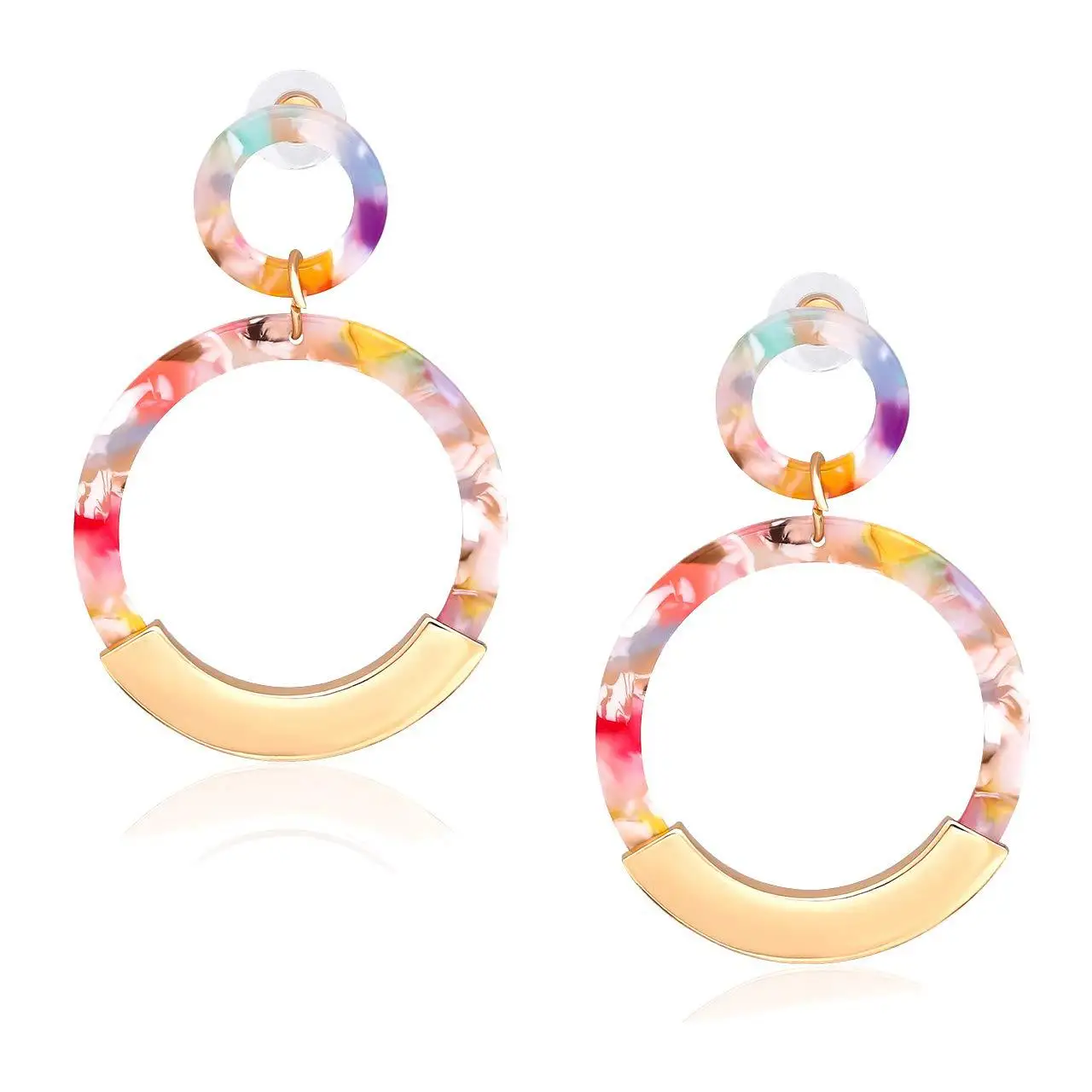 Круглые акриловые ацетатные серьги с металлическими геометрическими круглыми