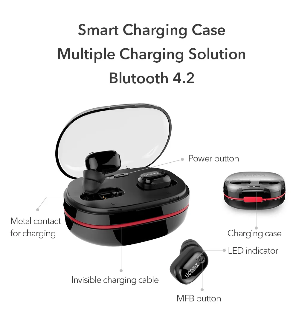 UCOMX U6H/U6H Pro Bluetooth наушники беспроводные наушники с микрофоном истинные беспроводные стерео вкладыши монитор наушник для iPhone huawei Mi