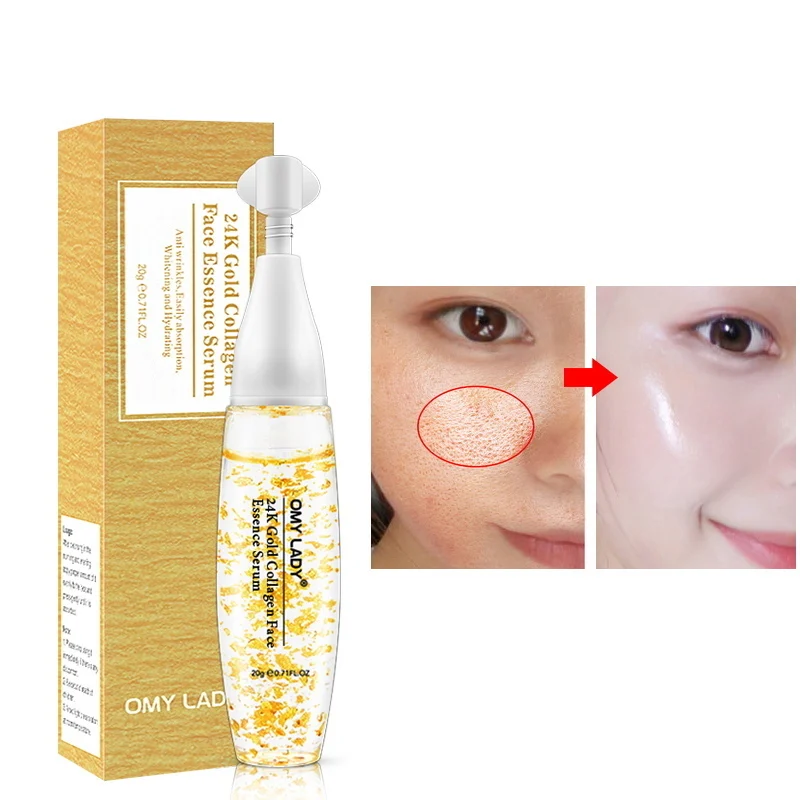 24K Gold(20g) OMYLADY 24K золото+ серебро Шелковый Коллаген Сыворотка для лица Антивозрастная осветляющая пятна Гиалуроновая кислота увлажняющая отбеливающая укрепляющая кожа - Вес нетто: 24K Gold(20g)