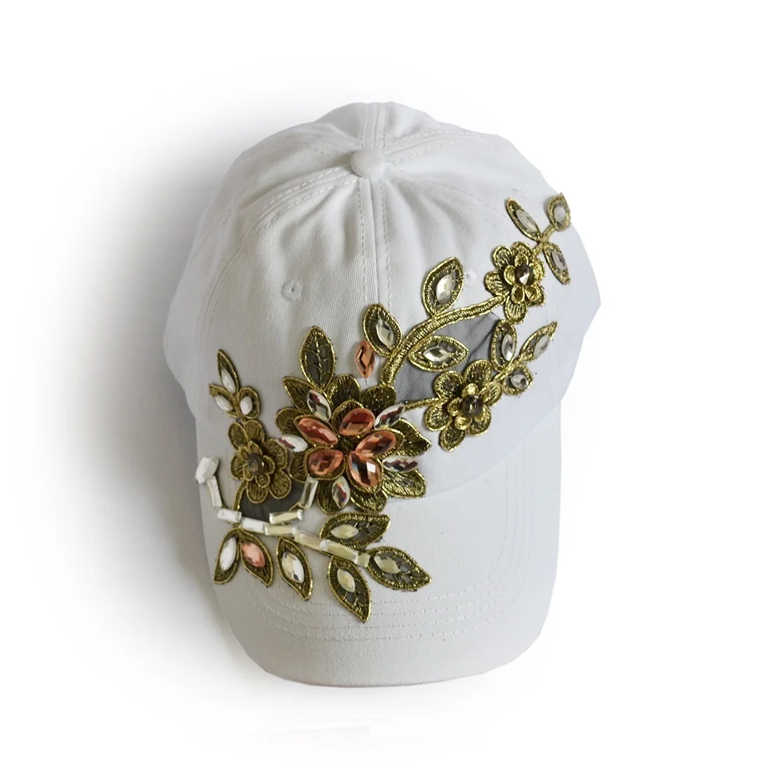 Women''s Applique Flower Rhinestone Studded Baseball Cap Bling Denim Tennis Hats | Аксессуары для одежды