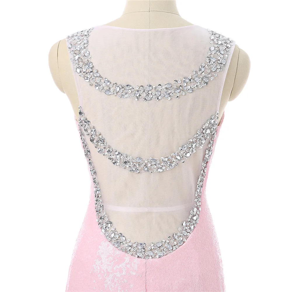 

Pink Prom Dresses Mermaid Sweetheart Sequins Sparkle Beaded See Through Women Long Prom Gown Evening Dresses Robe De Soiree