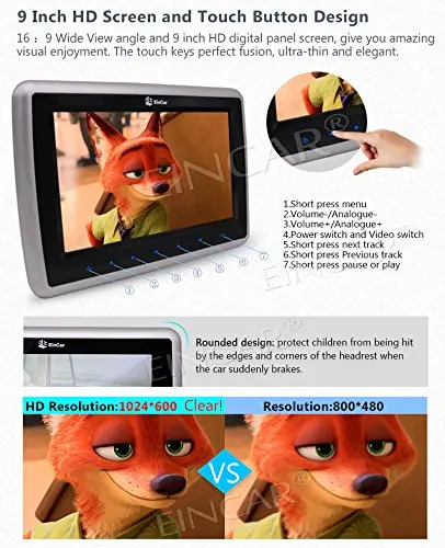Двойной подголовник автомобиля DVD плеер Авто монитор HD сенсорный экран FM и ИК
