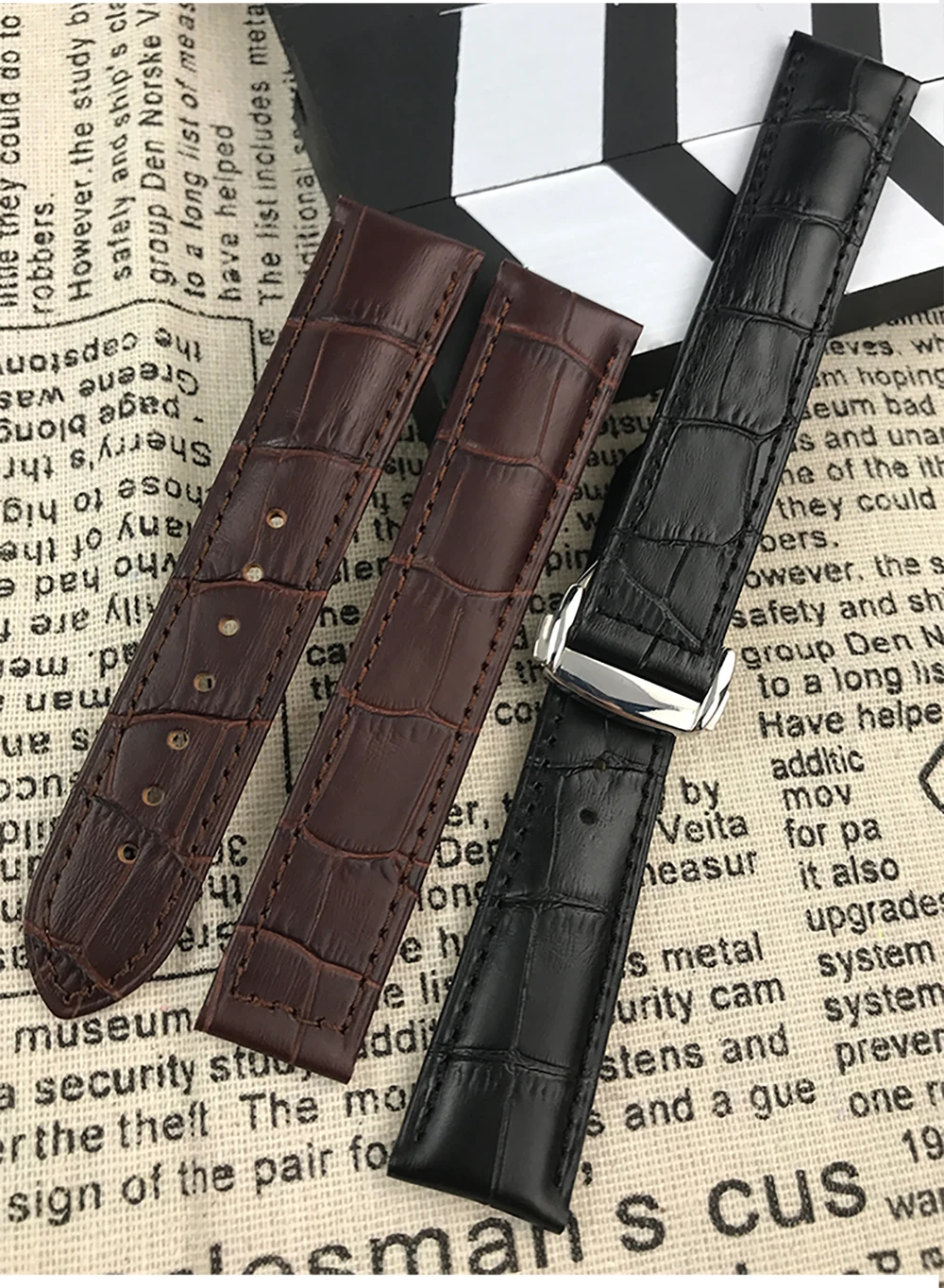 18/19/20/21/22mm High Quality Italian Cowhide Bamboo Grain Watch Strap Folding Buckle Replaceable Belt Special for Omega Watch