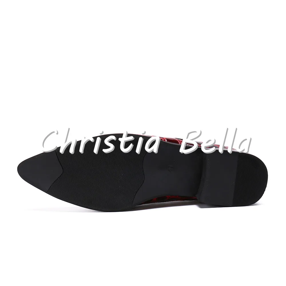 Christia Bella Мужская мода неподдельный кожаный Обувь в деловом стиле цепи вечерние