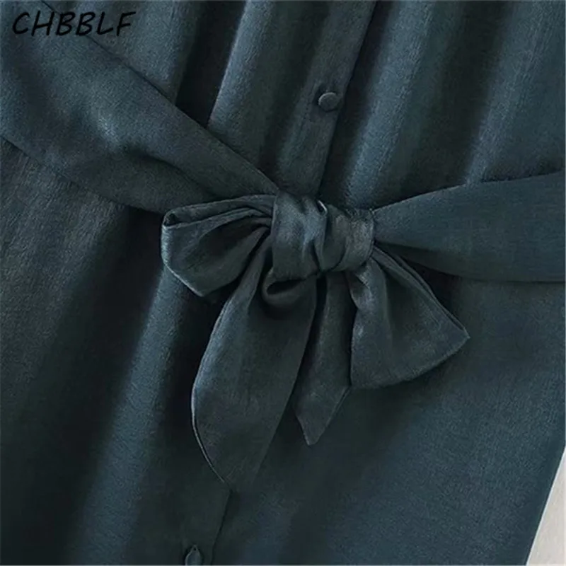 CHBBLF женское сексуальное платье миди с лямкой на шее бантом поясом без рукавов