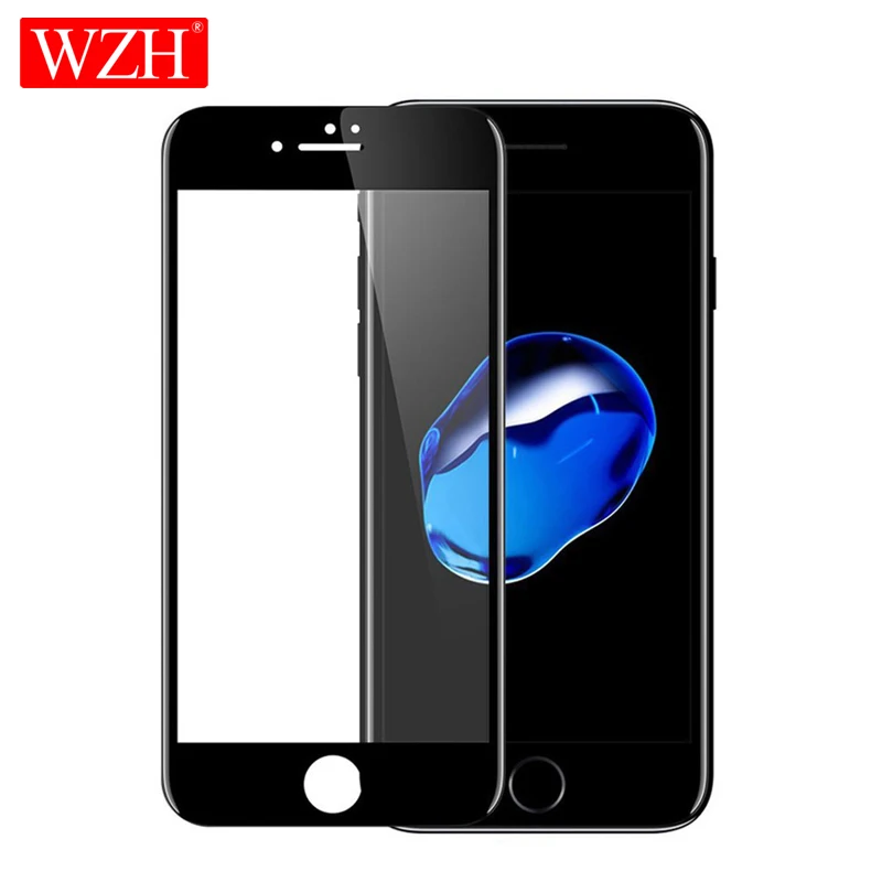 Защитное стекло WZH для iPhone 6 6s 7 8 XS с мягкими краями полное покрытие глянцевое из