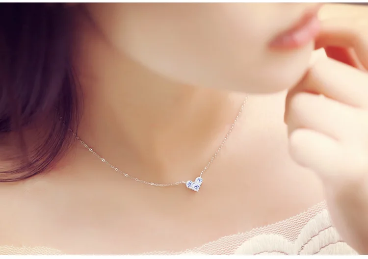 

Wholesale 925 Sterling Silver Necklaces Zirconia Heart Pendants&Necklaces Jewelry Collar Colar de Plata