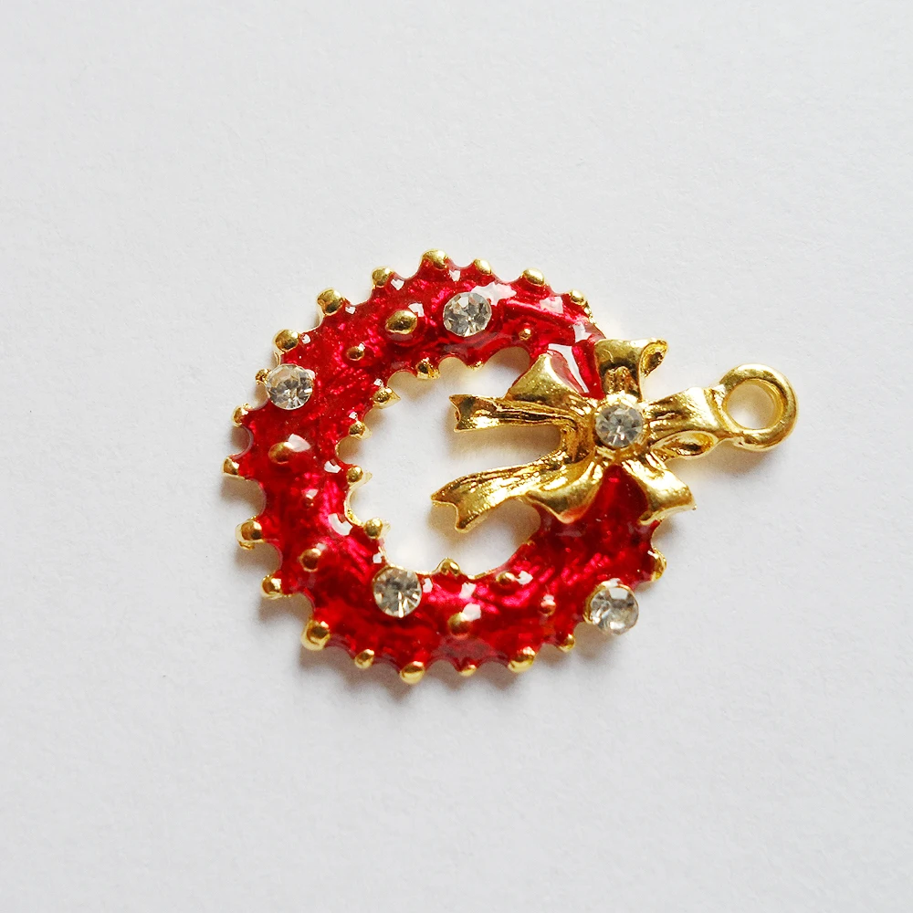 2020 милый стиль Рождественский венок детали из цинкового сплава кулон компоненты