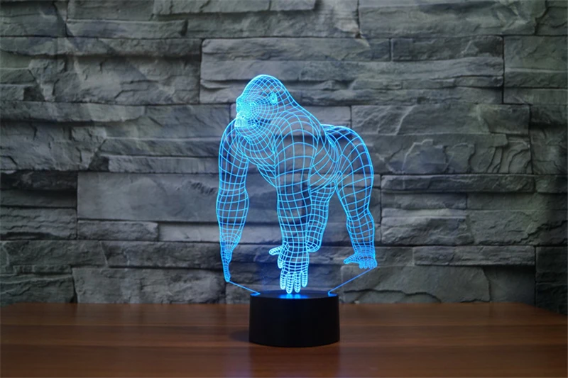 3D орангутаны Иллюзия свет Горилла Кинг Конг фигурка игрушка красочные животные