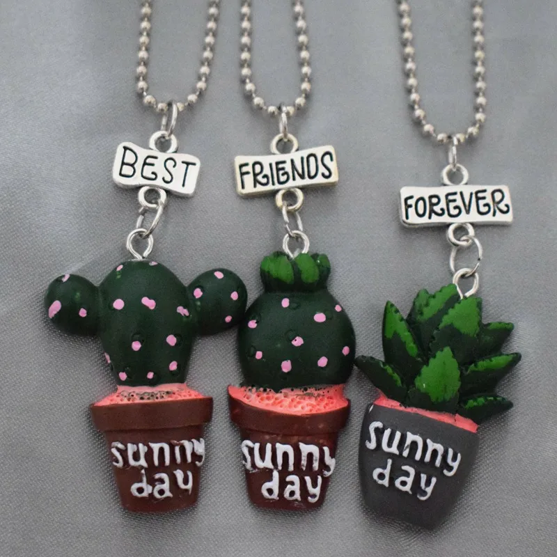 Смола Имитация кактусов подвеска BFF Цепочки и ожерелья детей Best Friends Forever 5 для мальчиков и девочек Дружба Ювелирные изделия подарок на день рождения