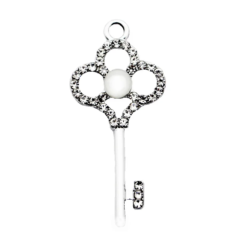 

Новейшие 20 шт./лот Полые Ключ кристалл жемчуг Висячие Подвески Омар застежка подвески для браслета кулон ожерелье DIY ювелирные изделия