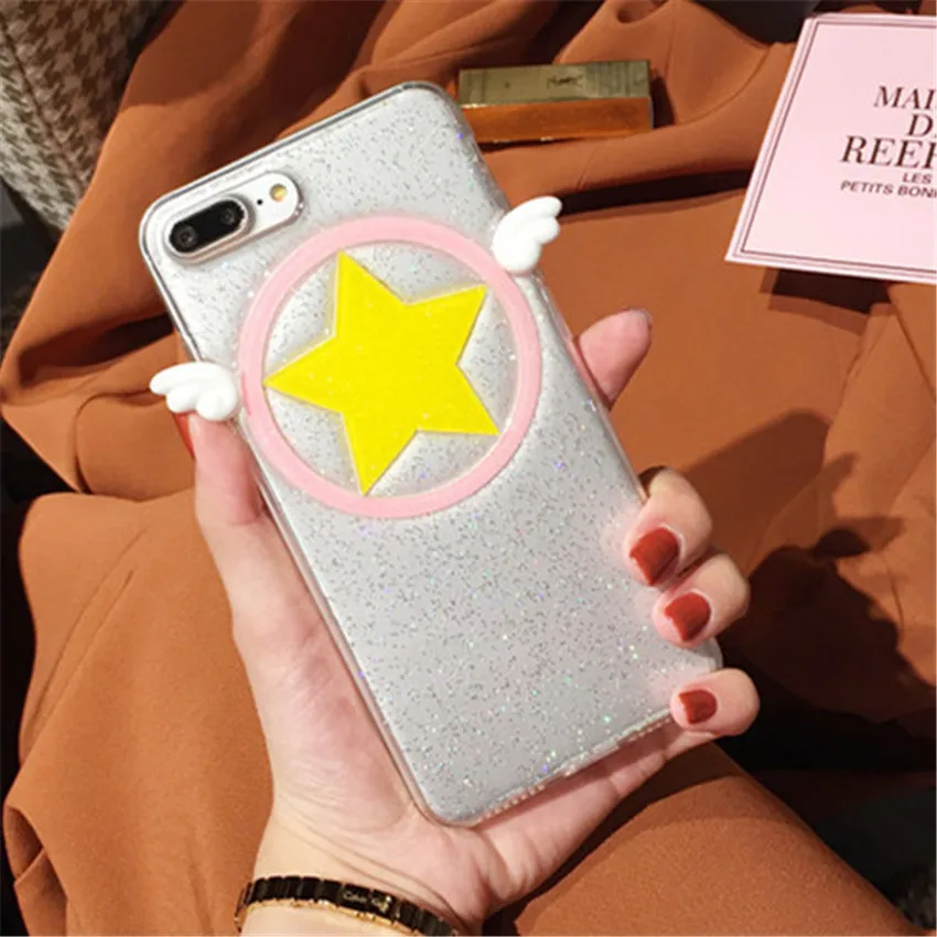 iPhone7 iPhone6 plus For iPhone 6S Mobile Phone Case Glitter Card Captor Sakura pentagram turnkey Soft shell Hand case | Тематическая