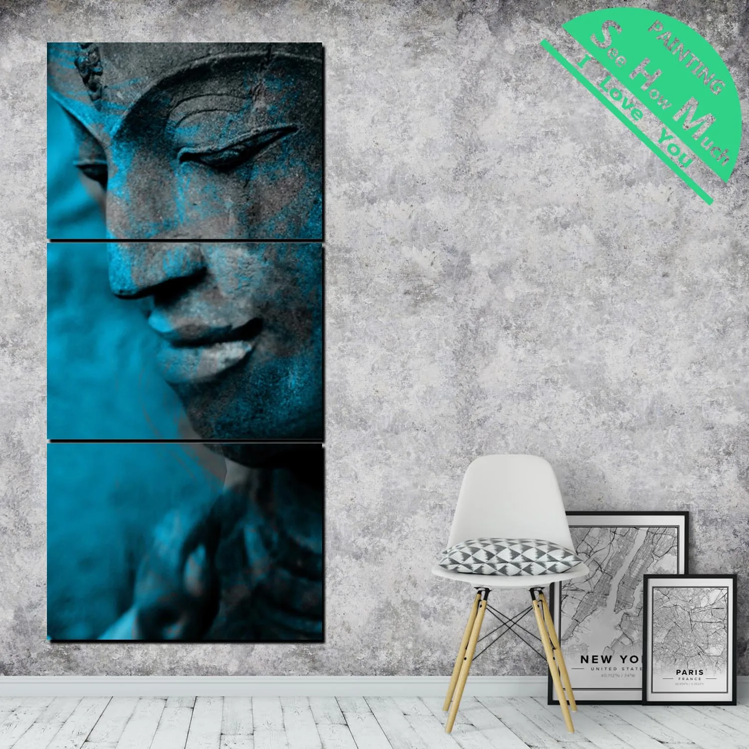 Комплект из 3 предметов Будды состояния HD Печатный Холст Картина Wall Art Украшение