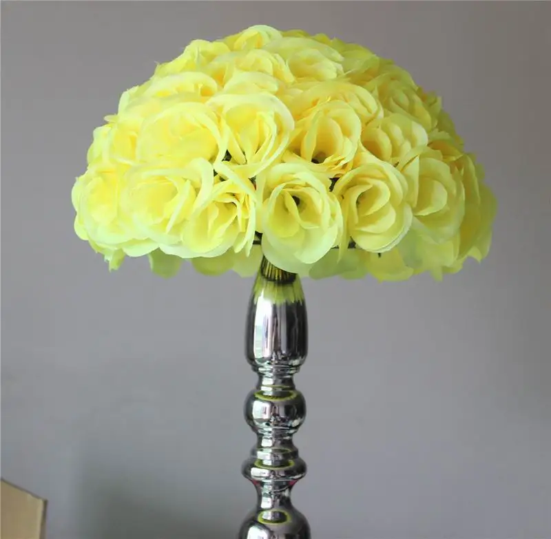 

SPR Free Shipping silk kissing flower ball-25cm 10inch yellow wedding bride flowers,hotel stage holiday decorations