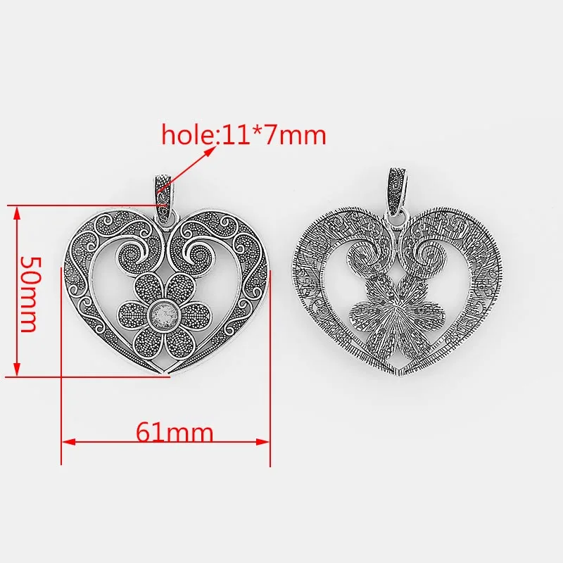 flower heart 2 шт античная серебряная филигранная работа ажурное сердце цветок лист звезда Mondala кулон в виде ромашки для ожерелья ювелирных изделий - Окраска металла: flower heart