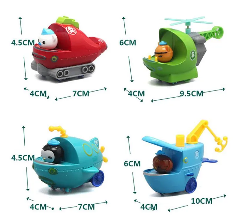 4 шт./компл. восьмиядерные Фигурки игрушки Octonauts автомобиль капитан Barnacles Kwazi