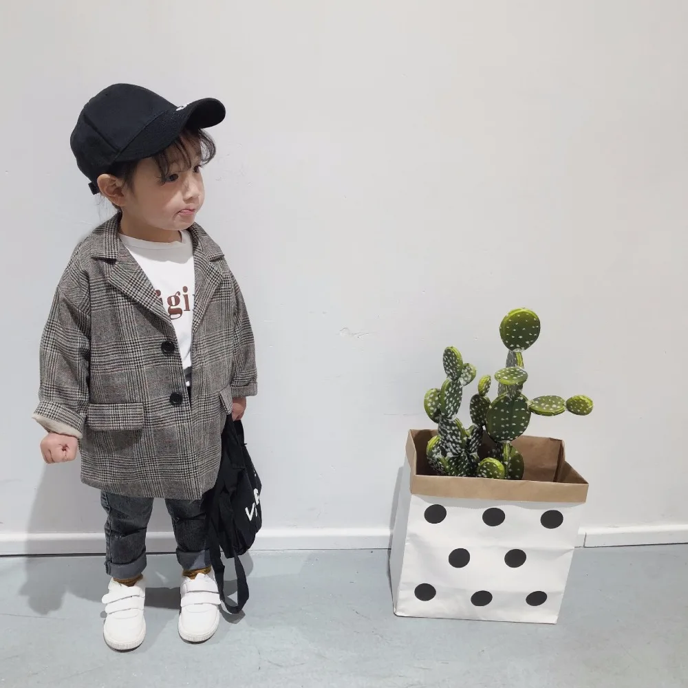 2018 Корея для маленьких девочек Обувь мальчиков Длинный блейзер Куртки