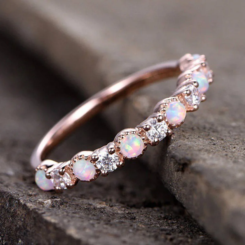 Rose Gold Color Effie queen модные корейские кольца для женщин с AAA кубическим цирконием лазерный Цвет Кристалл женские ювелирные изделия вечерние подарок DLR19 - Цвет основного камня: Rose Gold Color