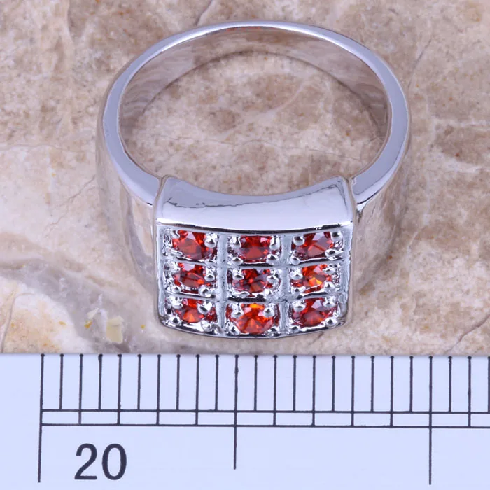 Прекрасный Красный гранатовый серебряное покрытие женское кольцо Размер 6/7/8/9 R0911