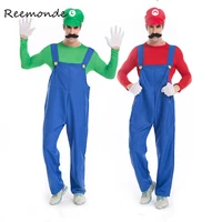 reemonde adults funy super luigi brothers plumber cosplay costumes for men boys halloween fancy dress party costumes