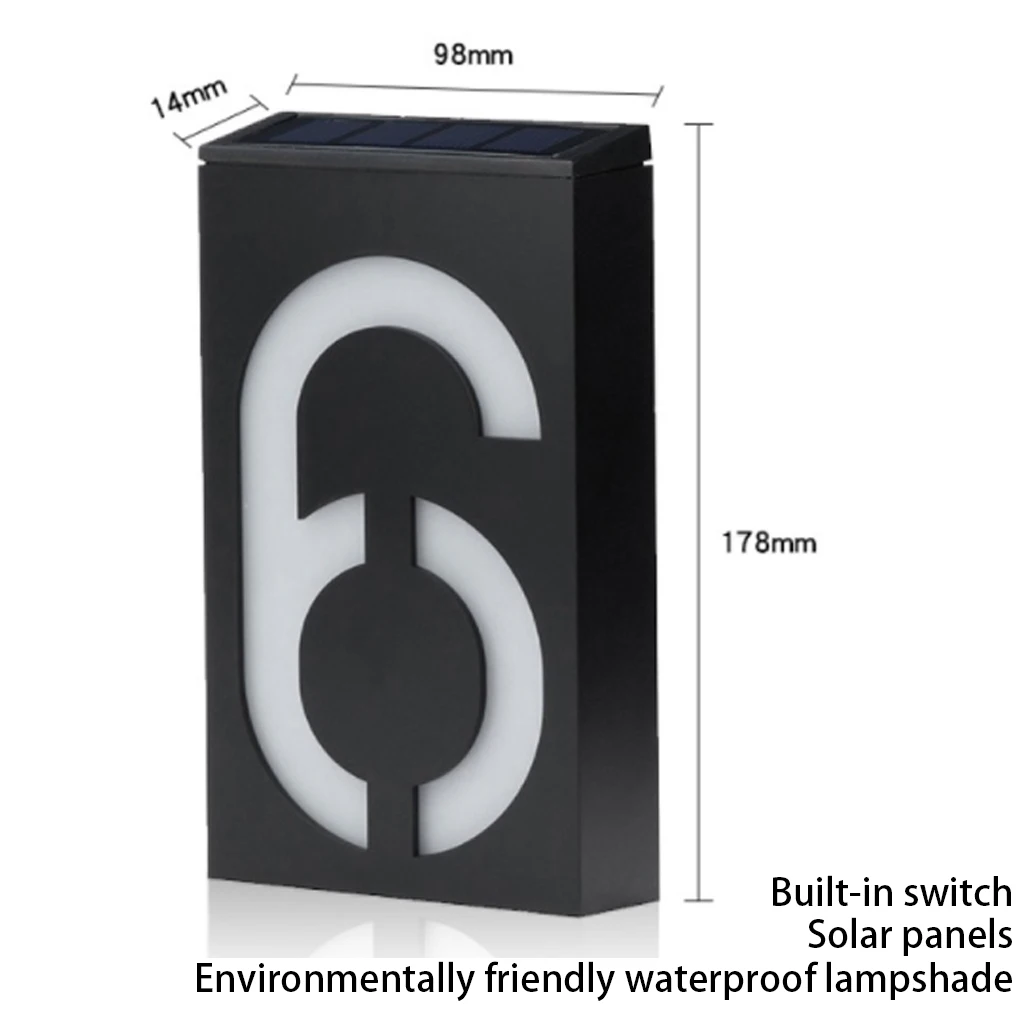 led solar power light sign house hotel door address plaque number digits plate lamp outdoor wall led home high brightness sign free global shipping