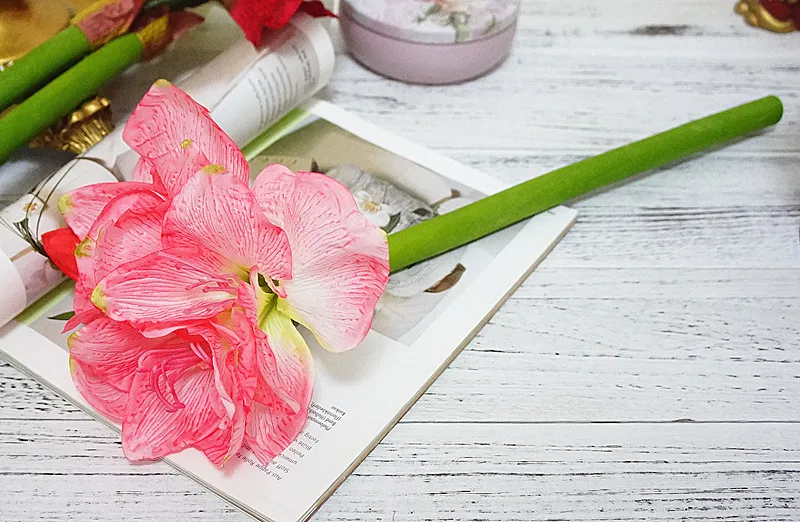 Искусственный амариллис цветок ветка fleurs искусственное украшение свадебного стола Искусственные цветы из шелка Гиппеаструм Флорес