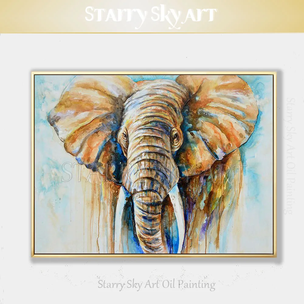 

Skilled Artist Hand-painted High Quality Abstract Animal Wildlife Elephant Oil Painting on Canvas African Elephant Oil Painting