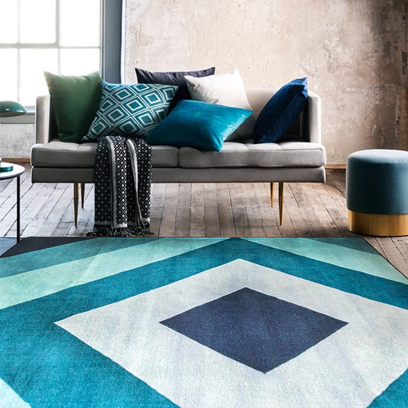 Однотонный марокканский ковер Kilim для гостиной геометрический белый синий