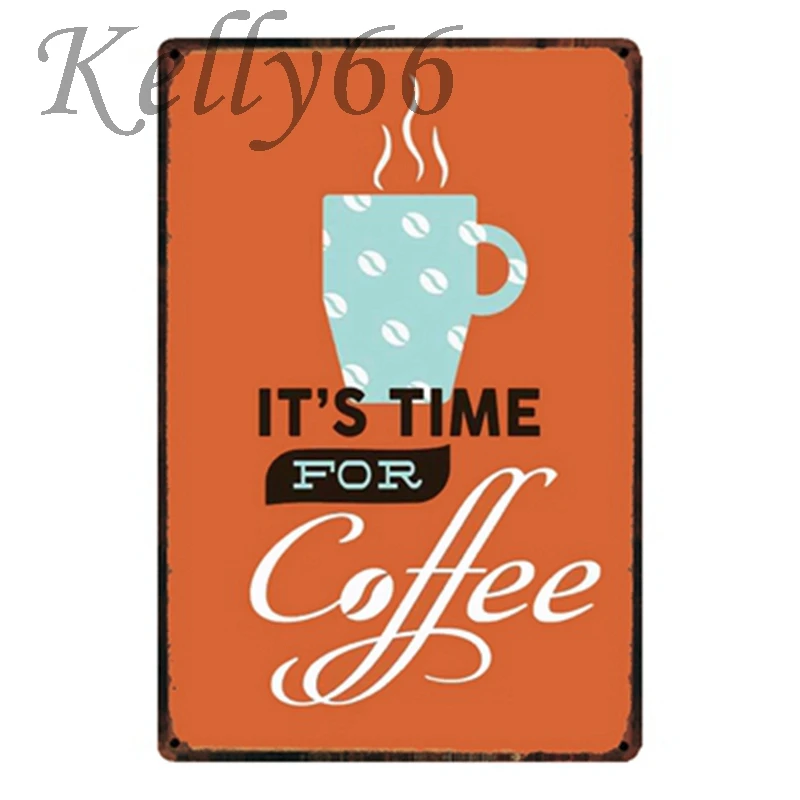 

[ Kelly66 ] IT IS TIME FOR COFFEE decor for wall 20*30 CM Size y-1426