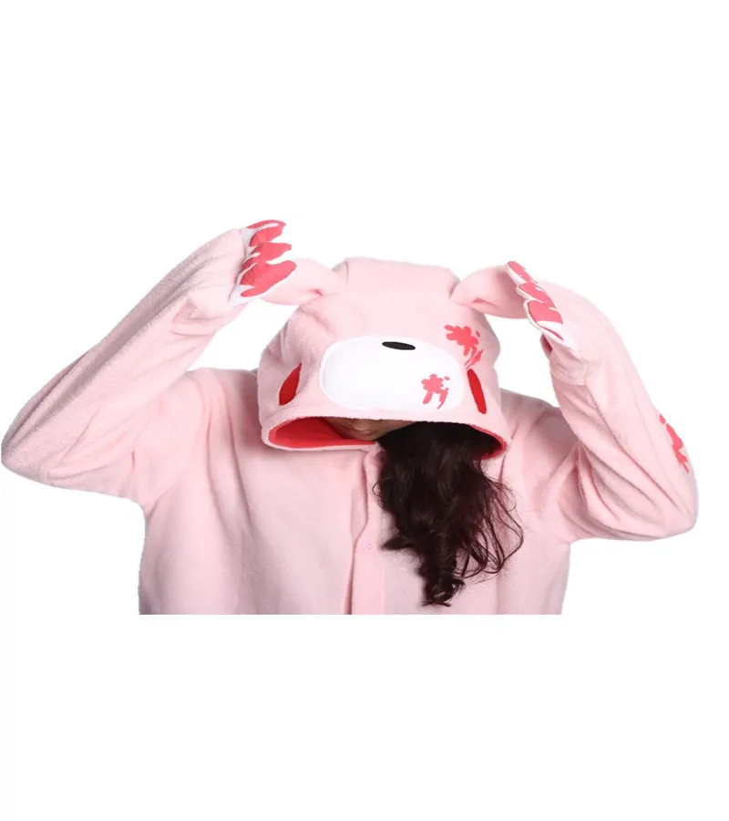 Новый стиль флис мультфильм розовый жестокий медведь комбинезон для отдыха