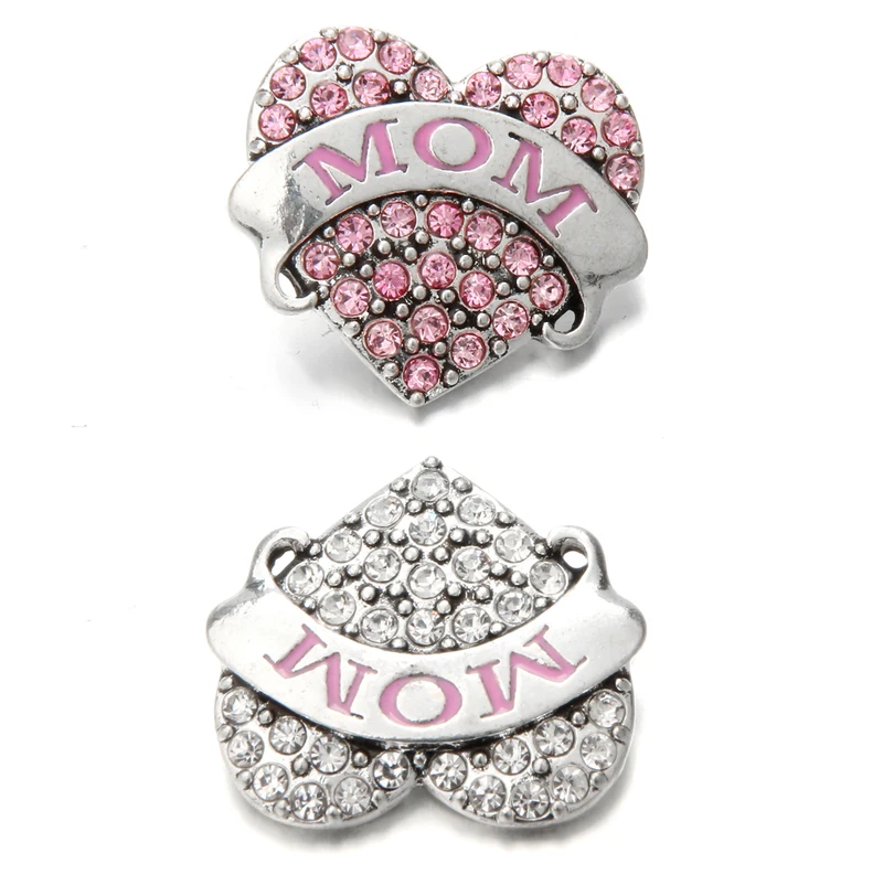 Сердце оснастки ювелирные изделия любовь мама 18 мм имбирь кнопки Стразы DIY
