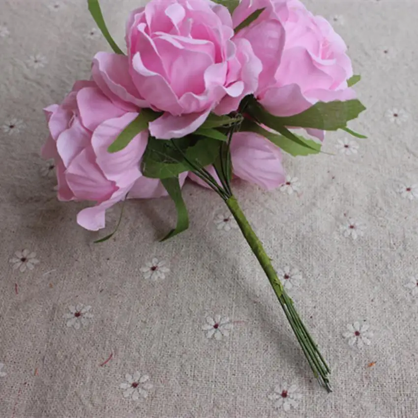 Искусственная искусственная шелковая головка розы 6 шт. 4 см украшение для дома