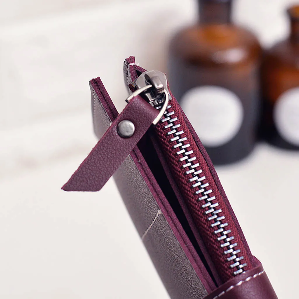 Женская сумка в ретро стиле длинный кожаный кошелек полоску для монет карт