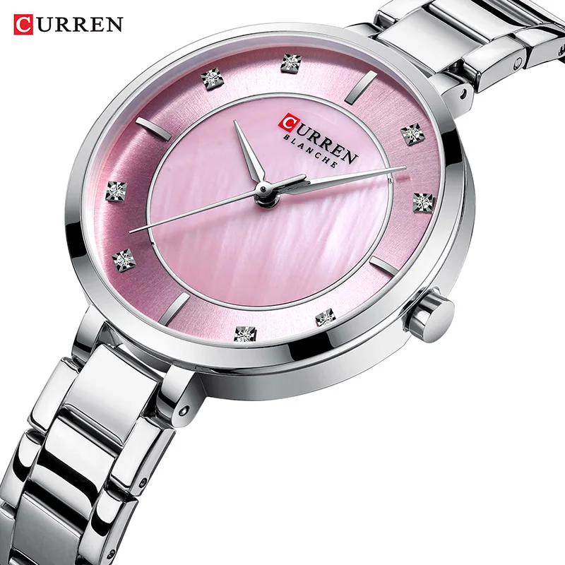 Silver Pink Curren женские часы брендовые роскошные часы для женщин розовое золото Кварцевые водонепроницаемые женские наручные часы женские часы Топ бренд класса люкс - Цвет: Silver Pink