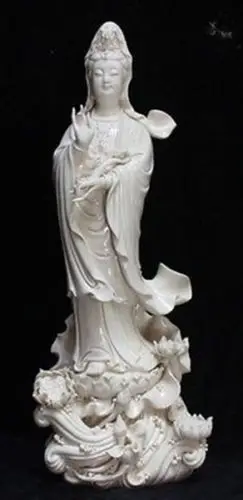 Женская фарфоровая статуя Будды Lianhua Kwan yin Guanyin Ruyi Lotus|statue|statues buddhastatue porcelain |