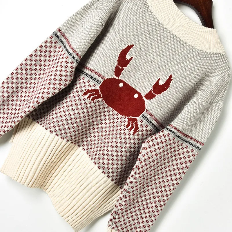 Autumn 2019 v-neck sweater women korean patchwork irregular back crab knitted Jacquard split pullover jumper Loose top C-403 | Женская