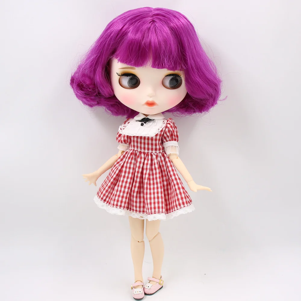 

Кукла Blyth шарнирная с фиолетовыми волосами и белой кожей, 1/6