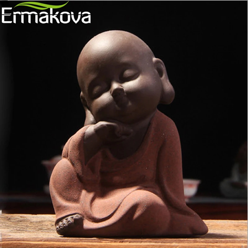 ERMAKOVA 1 шт. милая маленькая фигурка монаха статуя Будды Чай Домашние животные