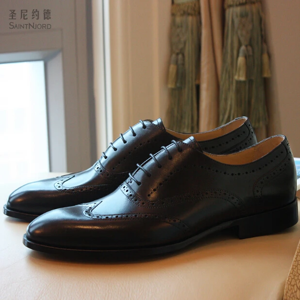 2017 итальянские мужские туфли ручной работы Bullock высококачественные черные