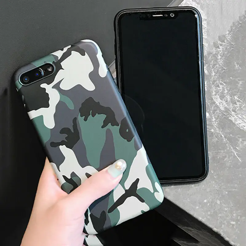 Камуфляжный чехол в армейском стиле для iphone X 6 6S Plus 7 8 мягкие силиконовые чехлы из