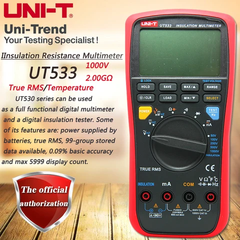 UNI-T UT533 изоляционный Измеритель сопротивления, 1000 В, мегомметр сопротивления/емкости/частоты/температуры