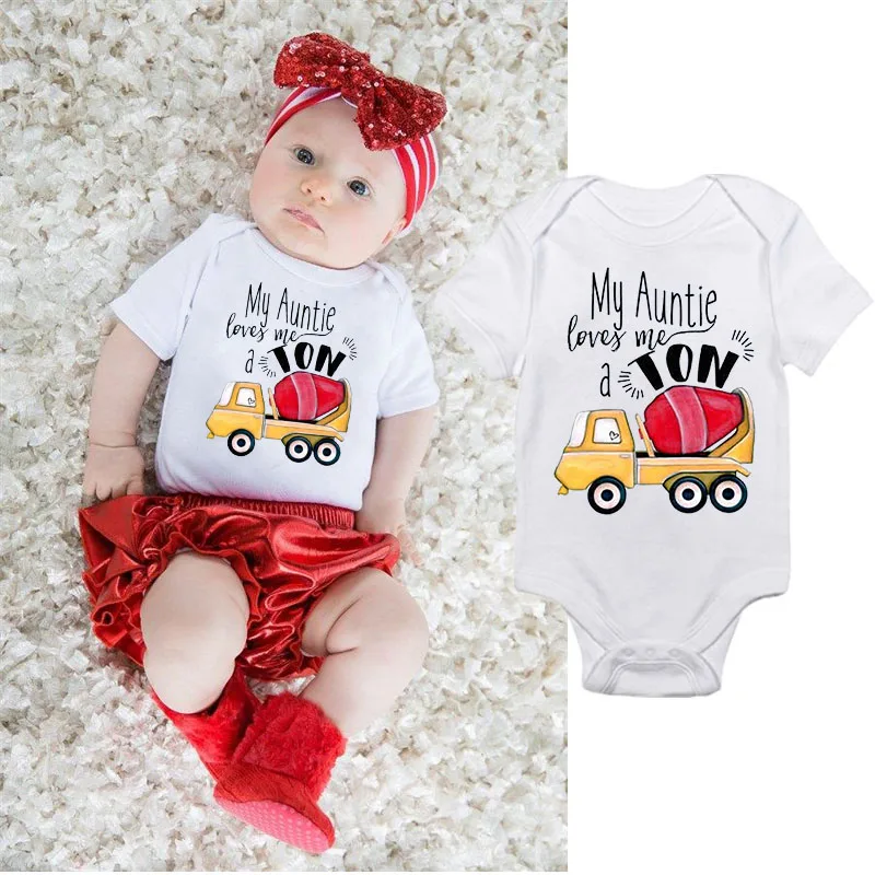 Детский комбинезон с коротким рукавом и надписью Моя тетя любит меня|Боди для