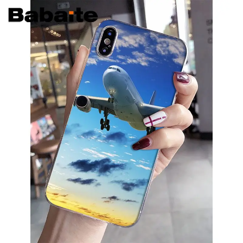 Babaite самолет рассвет самолет прибытие Прозрачный чехол для телефона для iphone XS Max 6 6S 7 7plus 8 8Plus 5 5S XR